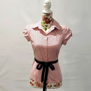 Pink with Black Polka-dot Top with Belt
